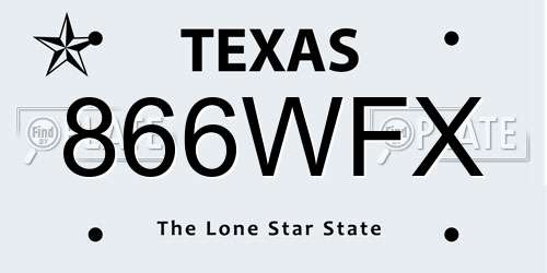 866WFX Texas License Plate