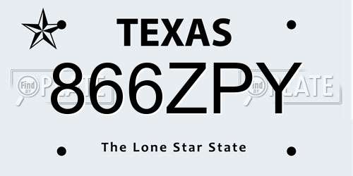 866ZPY Texas License Plate