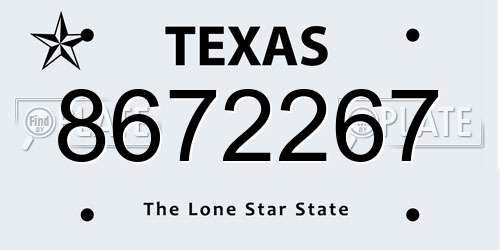 8672267 Texas License Plate