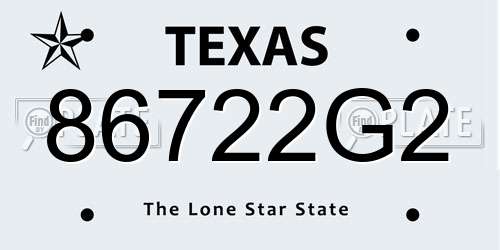 86722G2 Texas License Plate