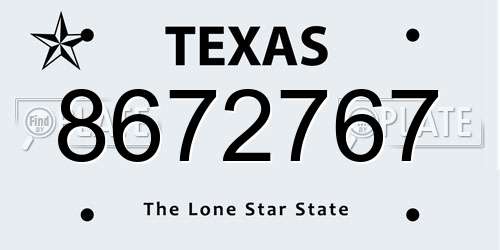 8672767 Texas License Plate