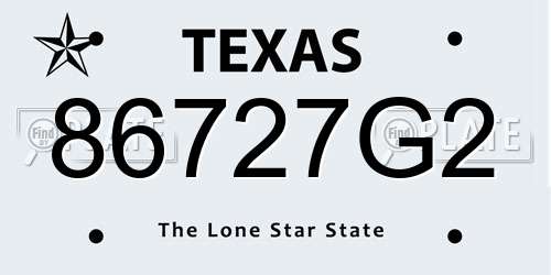 86727G2 Texas License Plate
