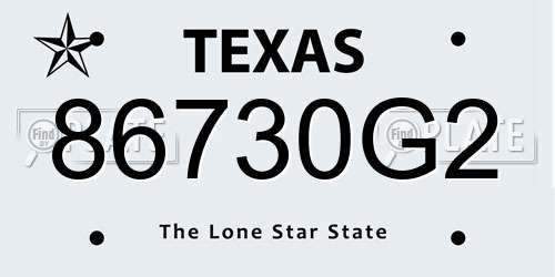 86730G2 Texas License Plate