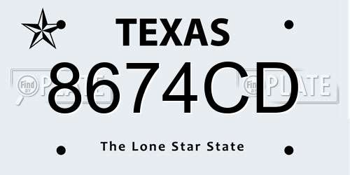 8674CD Texas License Plate