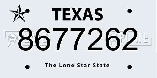 8677262 Texas License Plate