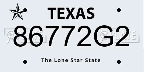 86772G2 Texas License Plate