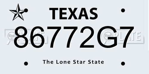 86772G7 Texas License Plate