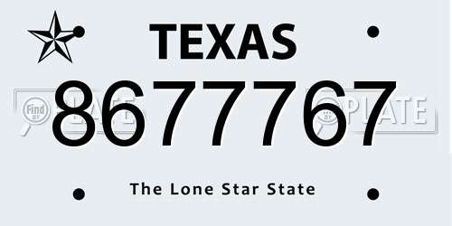 8677767 Texas License Plate