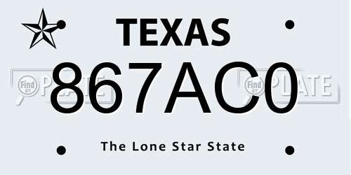 867AC0 Texas License Plate