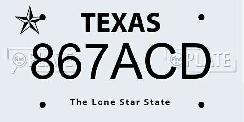 867ACD Texas License Plate