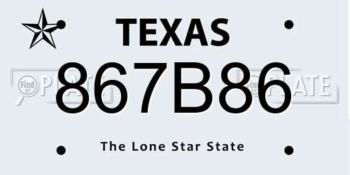 867B86 Texas License Plate
