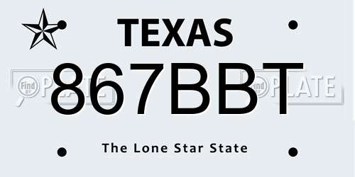 867BBT Texas License Plate