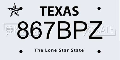 867BPZ Texas License Plate
