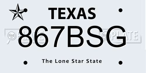 867BSG Texas License Plate
