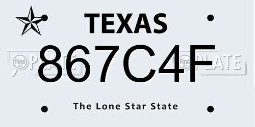 867C4F Texas License Plate