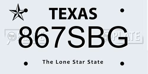 867SBG Texas License Plate