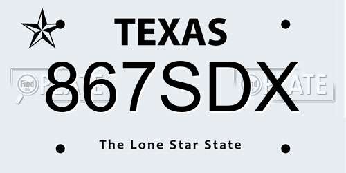 867SDX Texas License Plate