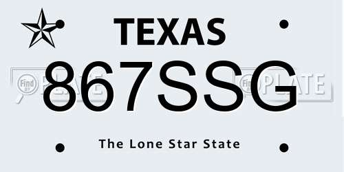 867SSG Texas License Plate