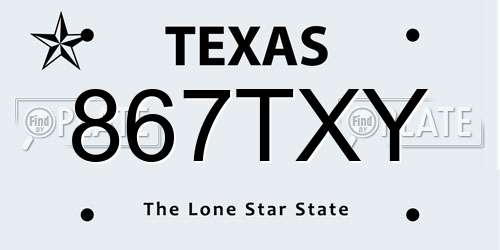867TXY Texas License Plate