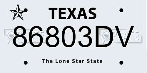 86803DV Texas License Plate