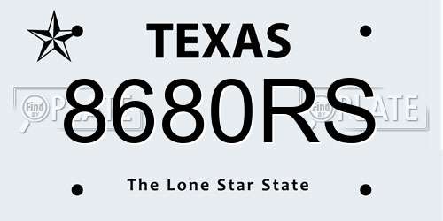 8680RS Texas License Plate