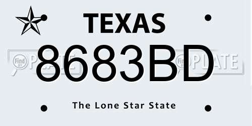 8683BD Texas License Plate