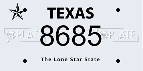8685 Texas License Plate