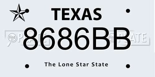 8686BB Texas License Plate