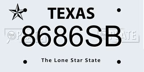 8686SB Texas License Plate