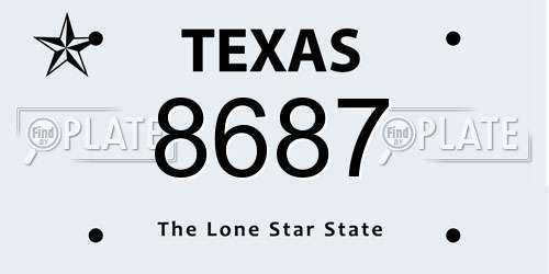 8687 Texas License Plate