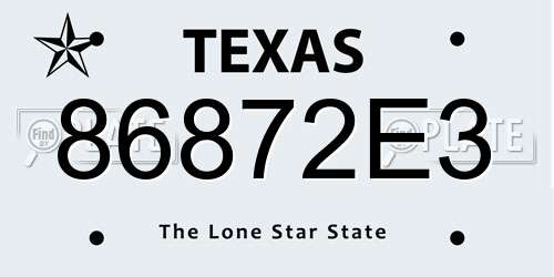 86872E3 Texas License Plate
