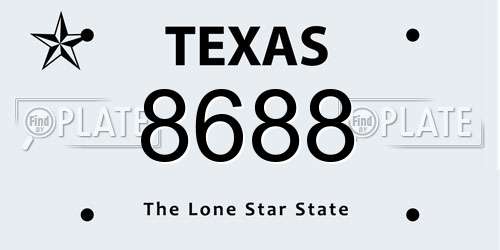 8688 Texas License Plate