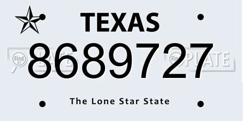 8689727 Texas License Plate