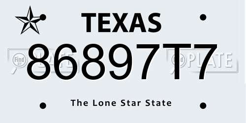 86897T7 Texas License Plate