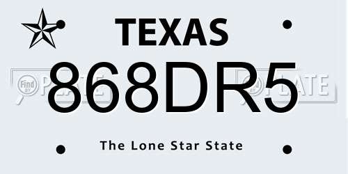 868DR5 Texas License Plate