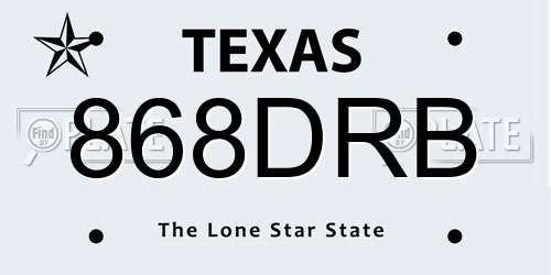 868DRB Texas License Plate