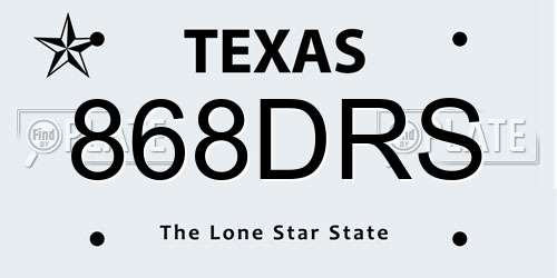 868DRS Texas License Plate