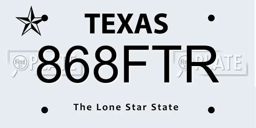 868FTR Texas License Plate