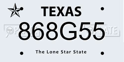 868G55 Texas License Plate