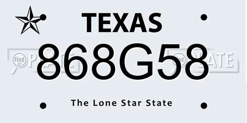 868G58 Texas License Plate