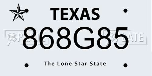 868G85 Texas License Plate