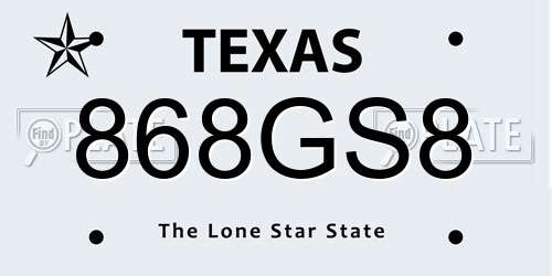 868GS8 Texas License Plate