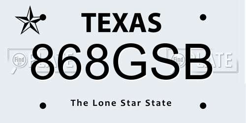 868GSB Texas License Plate