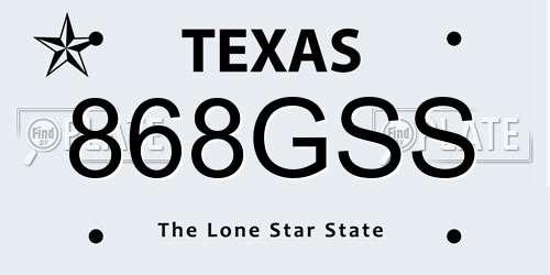 868GSS Texas License Plate