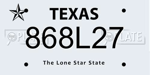 868L27 Texas License Plate