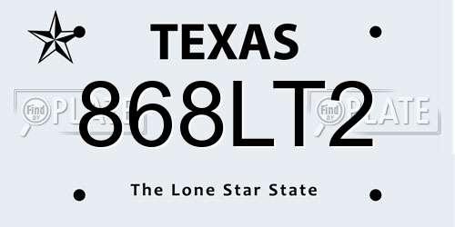 868LT2 Texas License Plate