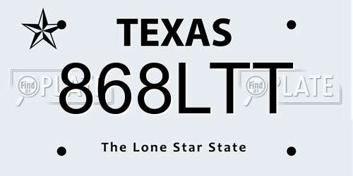 868LTT Texas License Plate
