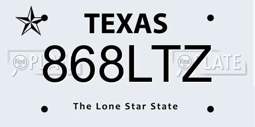 868LTZ Texas License Plate