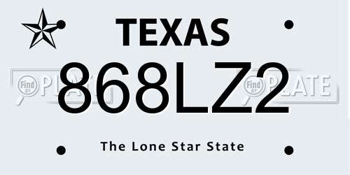 868LZ2 Texas License Plate