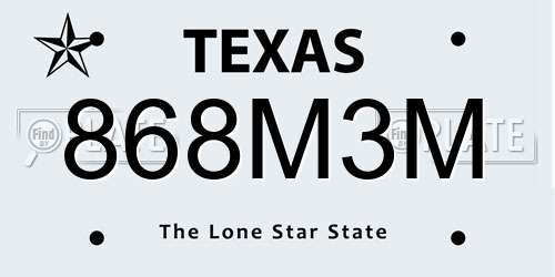868M3M Texas License Plate